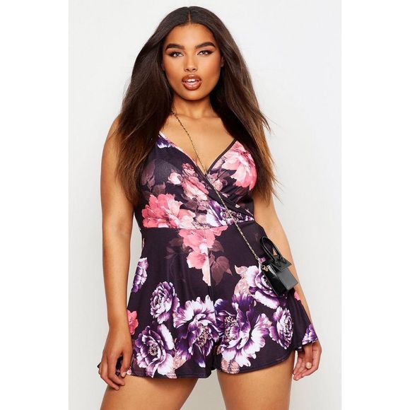 Pants - Plus Size Floral Romper
